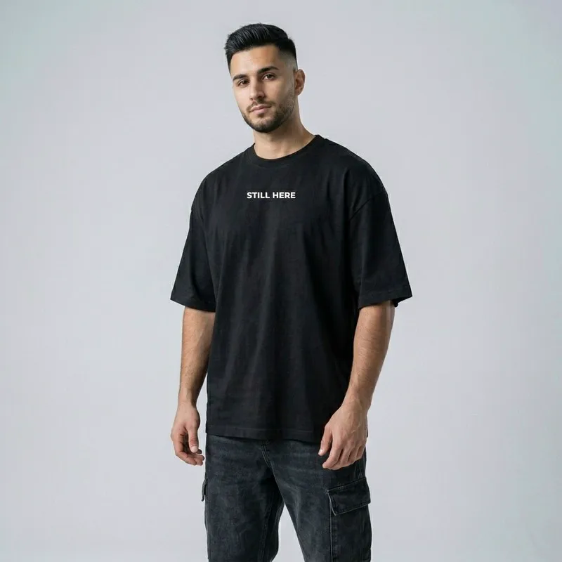 تی شرت مردانه اورسایز پنبه یکرو طرح حروف آستین سه ربع مدل SOO FAR