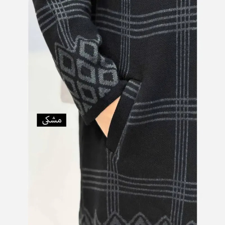 مانتو بافت بلند سایز بزرگ یقه آرشال تراکم بالا فری سایز