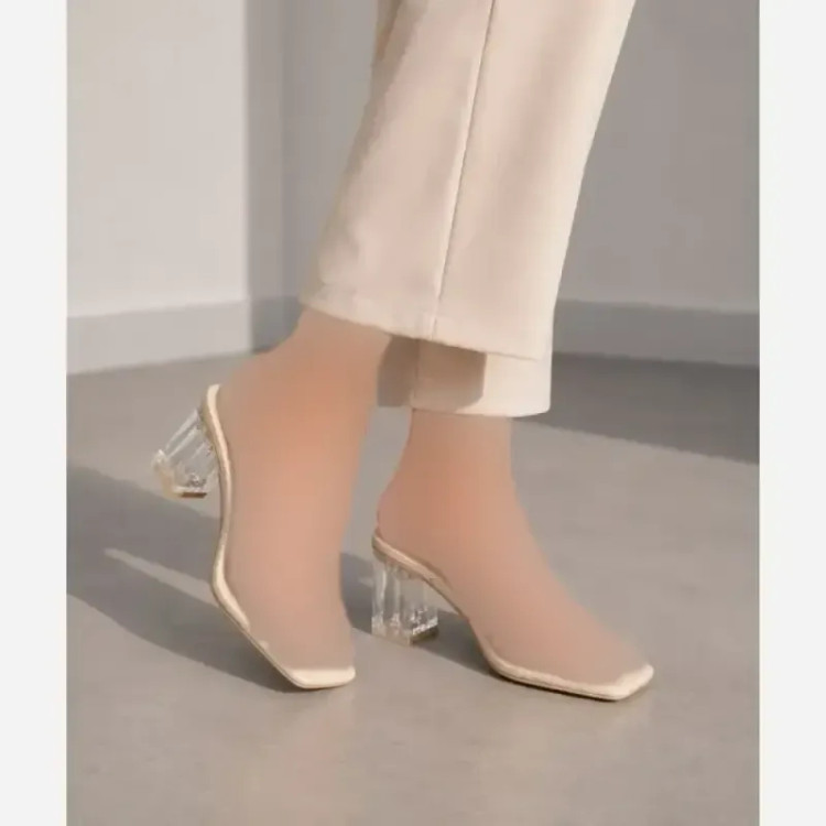 صندل طلقی جدید پاشنه شیشه ای پاشنه 6 سانت سایز 37 تا 41