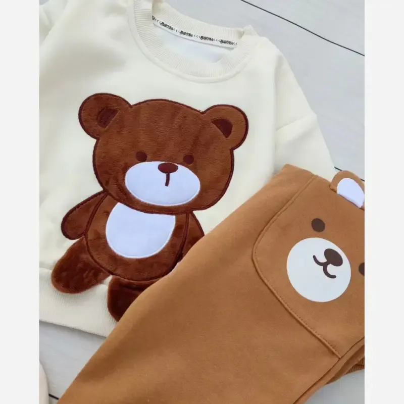 ست دورس و شلوار بچگانه طرح خرسی اسپرت وارداتی پاییزه