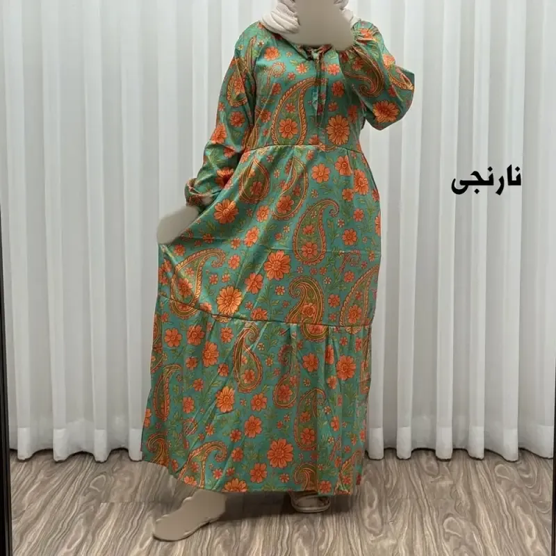 پیراهن فلور بوگاتی فری سایز تا 48 زنانه تنخور شیک و راحت چهارفصل بدون بدن نما