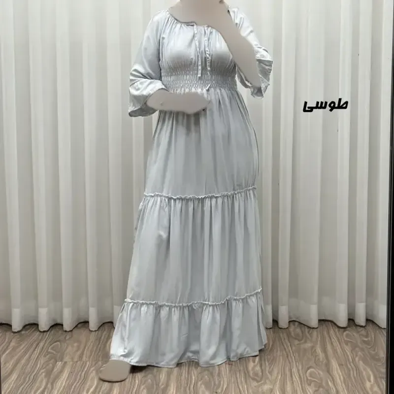 پیراهن ساحلی زنانه نخی مدل پرنسسی فری سایز مناسب تا 48 با کمربند