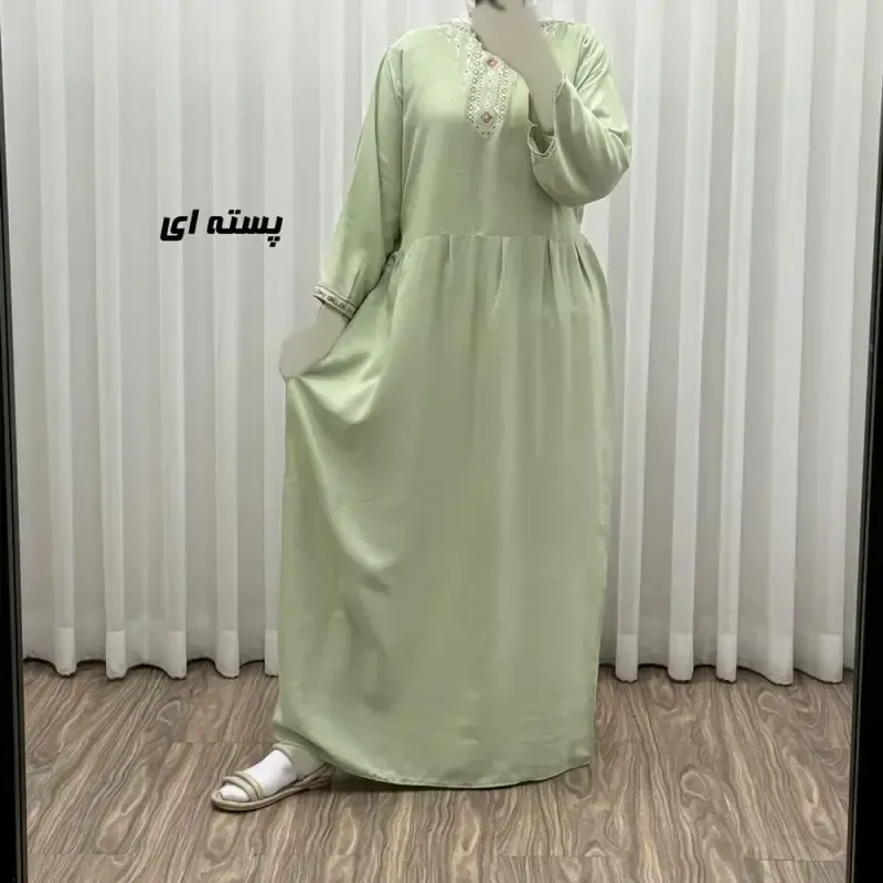 پیراهن ساحلی نخی زنانه مدل آتریسا فری سایز مناسب تا سایز 48 بهمراه کمربند