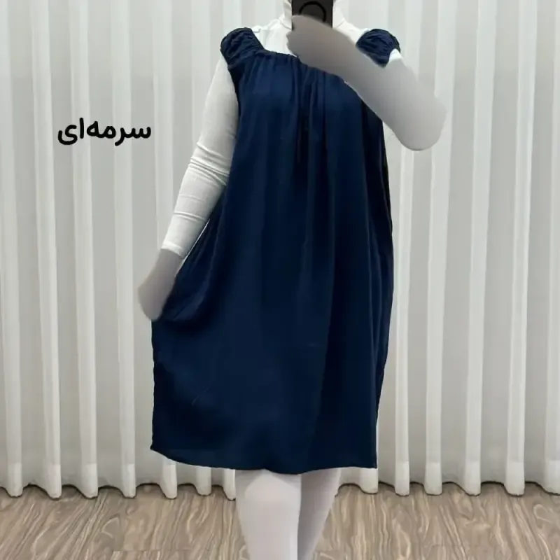 سارافون نخی زنانه کوتاه ساده فری سایز مناسب تا سایز 52