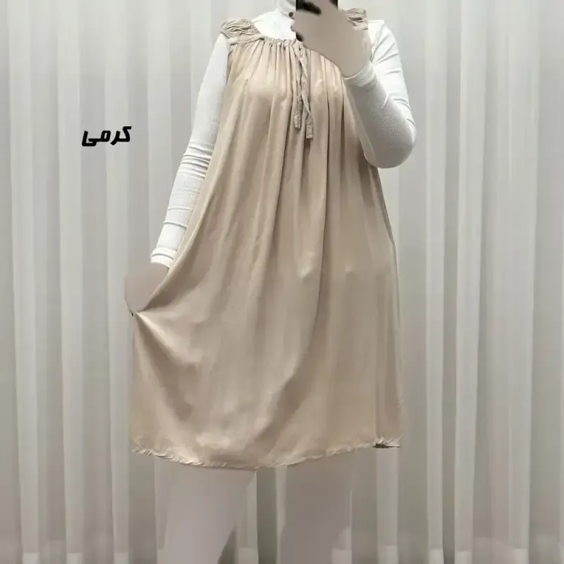 سارافون نخی زنانه کوتاه ساده فری سایز مناسب تا سایز 52