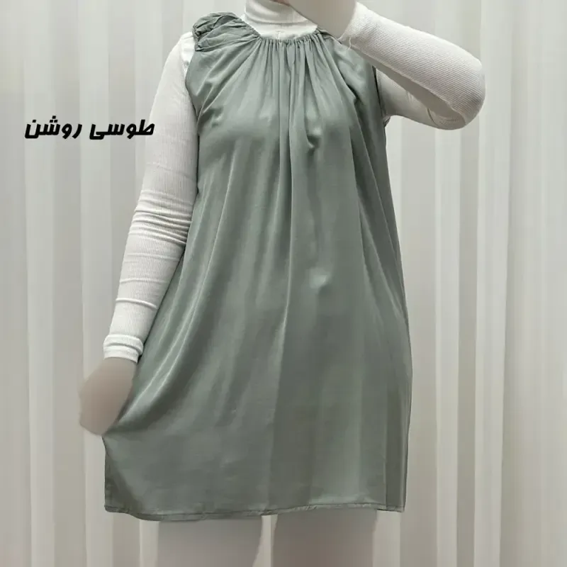 سارافون نخی زنانه کوتاه ساده فری سایز مناسب تا سایز 52