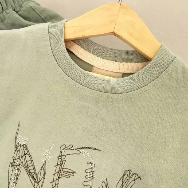 ست تیشرت و شلوارک بچگانه نخ پنبه رنگی تابستانی