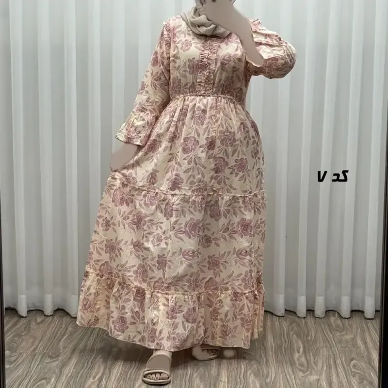 پیراهن عروسکی نخی زنانه و دخترانه فری سایز مناسب تا 46 همراه با کمربند