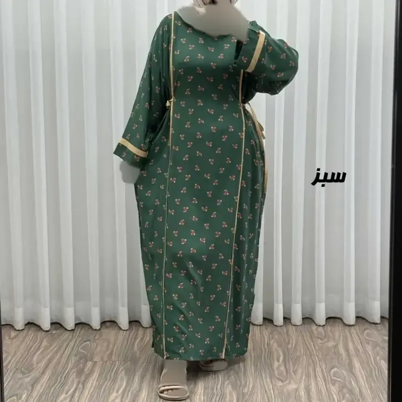 پیراهن ساحلی زنانه نخی گلریز فری سایز مناسب تا سایز 52 با کمر کشی
