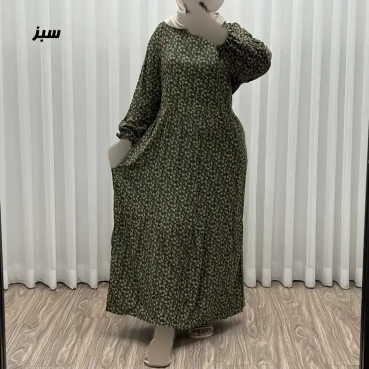 پیراهن ساحلی زنانه نخی گلریز فری سایز مناسب تا سایز 46 با کمربند