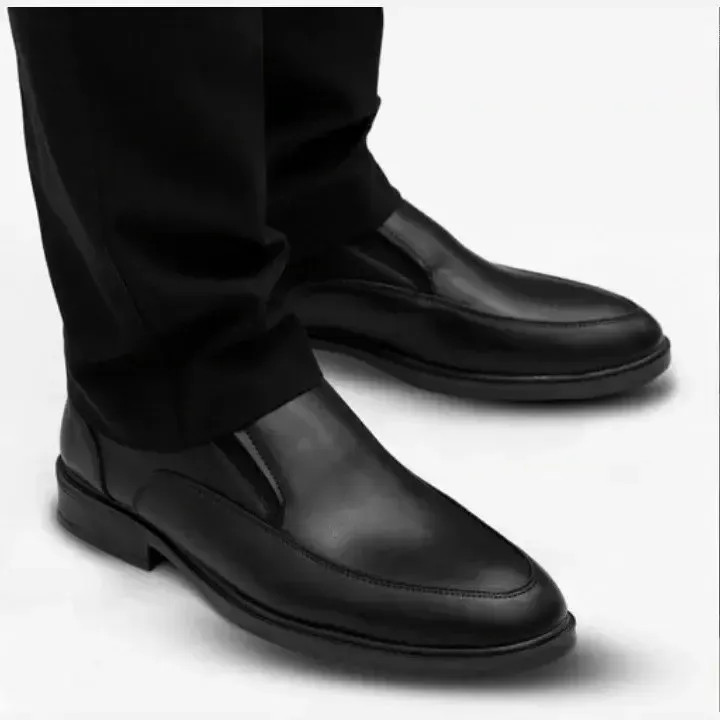 کفش مجلسی مردانه چرم مصنوعی مشکی مدل قاپاق دار کشی سایز 40 تا 44